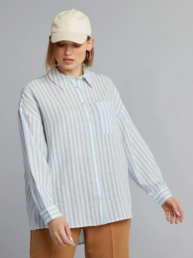 Chemise rayée   Bleu