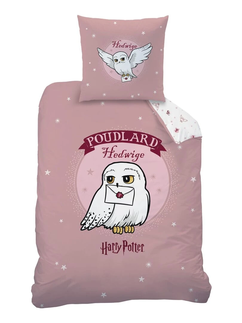 Parure de lit imprimée 100% coton  HARRY POTTER FLY   Rose