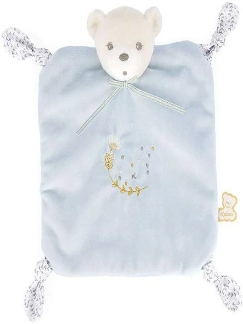 Doudou plat Perle ourson bleu (20 cm) Bleu