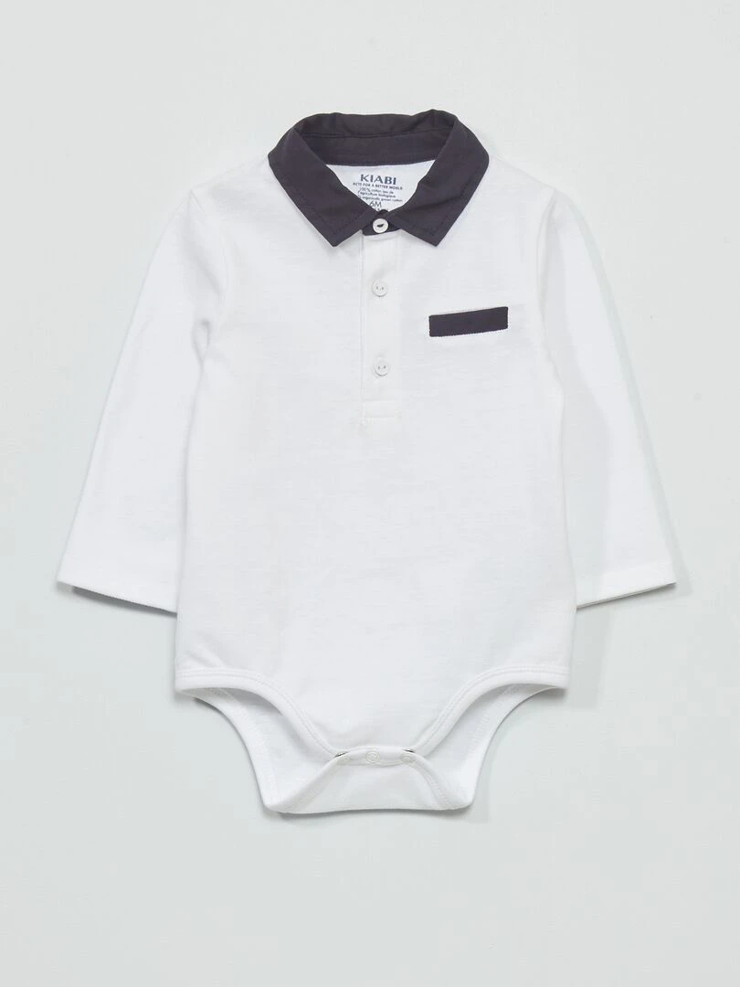 Body esprit polo en maille piquée blanc