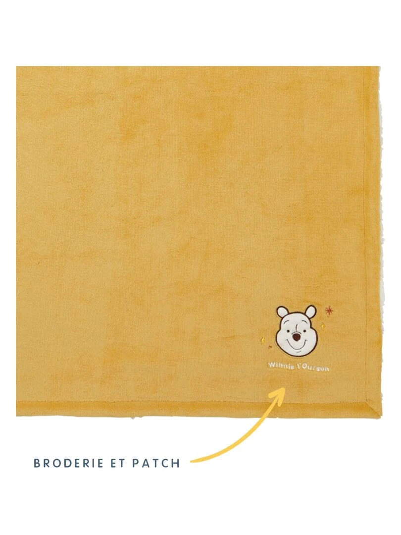 Couverture bi matière 75x100 cm Winnie Retro Jaune