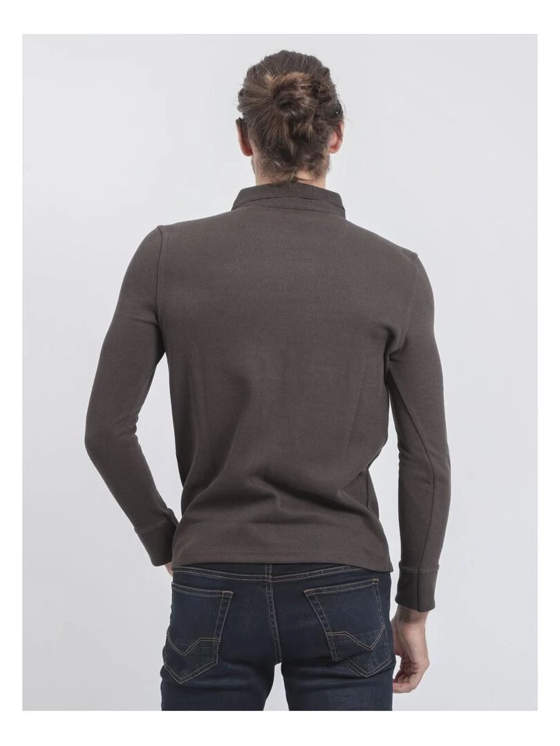 Pull fin col polo WILPARK Gris foncé