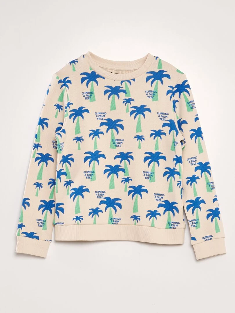 Sweat imprimé en french terry Beige