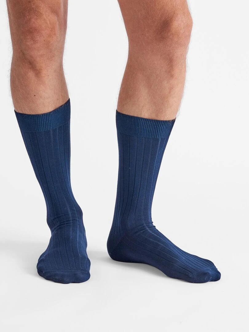 Chaussettes à base de fil d Écosse mélangé Damart Bleu marine