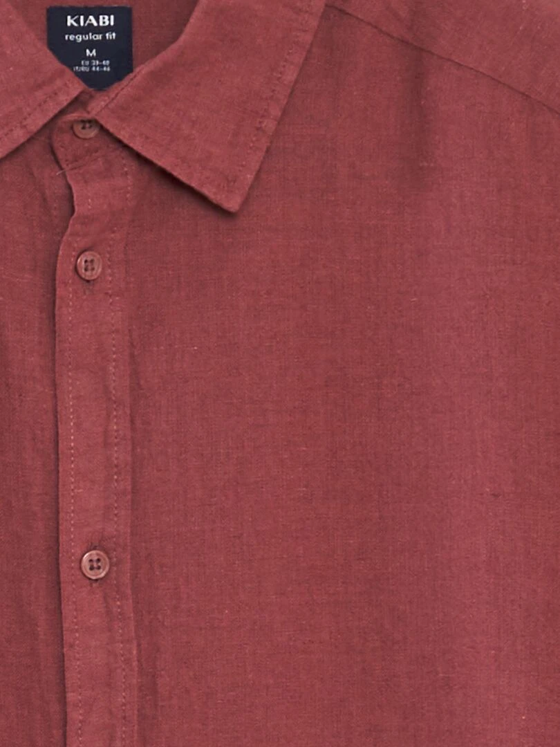 Chemise à manches courtes avec lin   Rouge
