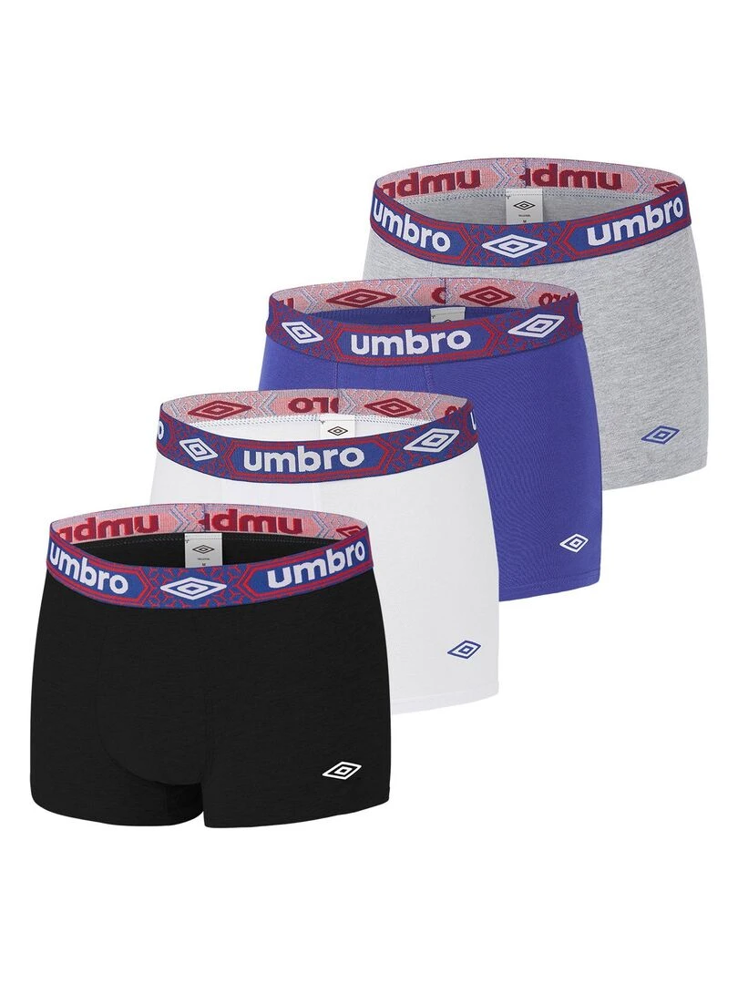 Lot de 4 Boxers coton homme uni ceinture Umbro Noir