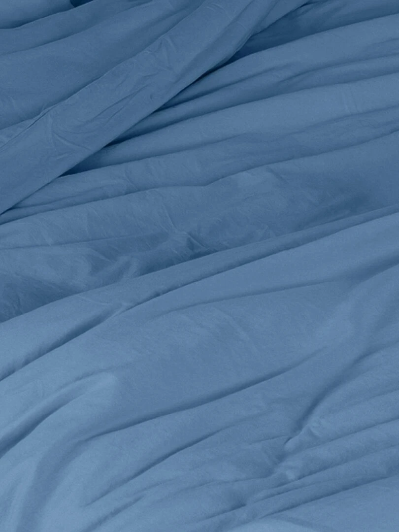 Housse de couette unie en coton Lavé   Bleu foncé