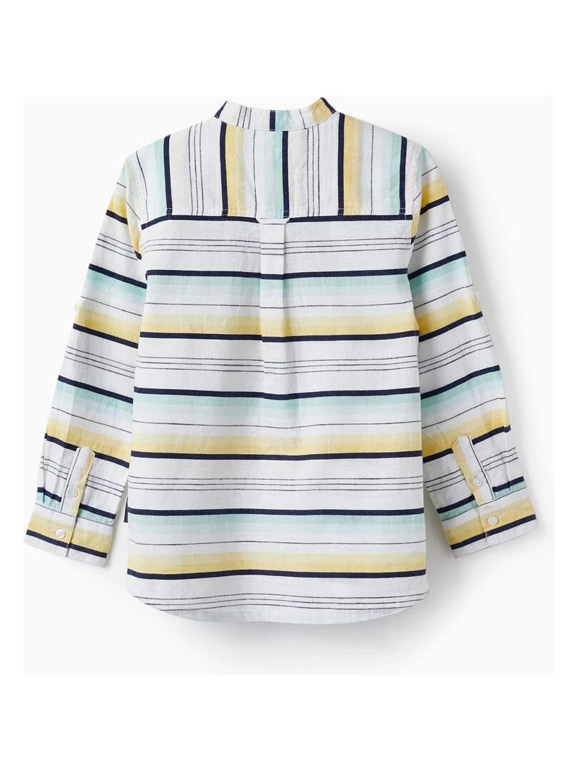 Chemise en coton à rayures pour garçon manches longues CÉRÉMONIE Jaune foncé
