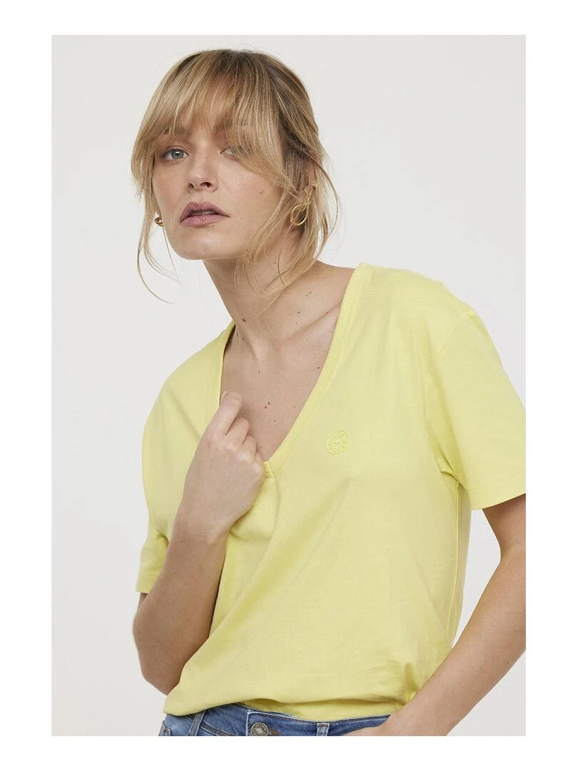 Lee Cooper   T shirt manches courtes coton regular AMILA   Jaune citron