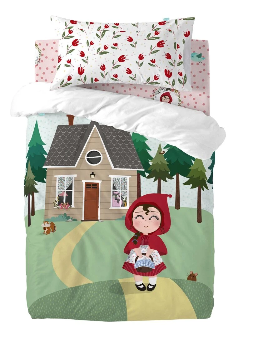 Parure housse de couette 2 pièces Red riding hood "Happyfriday"   Blanc