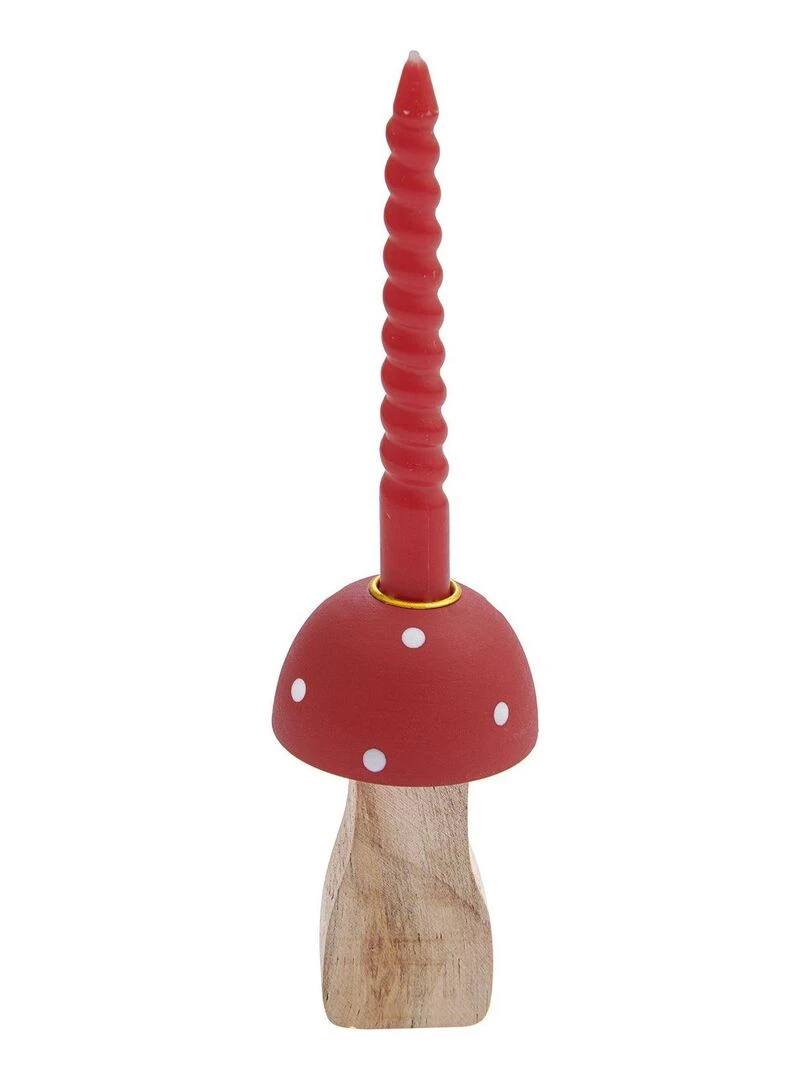 Bougeoir en bois champignon 8 5 cm Rouge