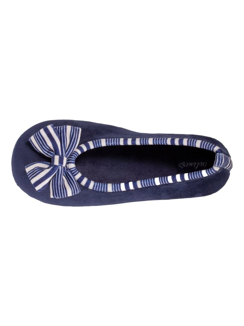Chaussons ballerines Femme Marine Nœud rayé Bleu marine