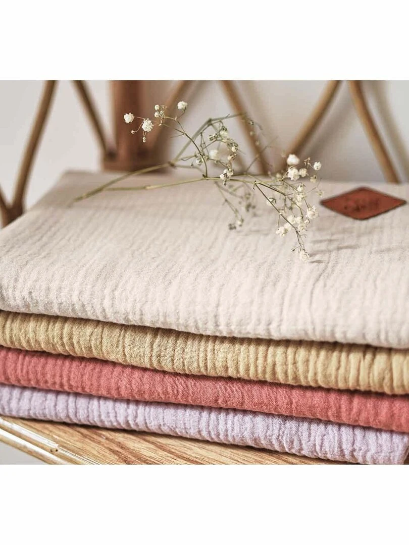 Protège carnet de santé en gaze de coton  Jeanne   Marron clair