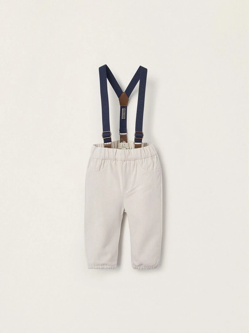 Pantalon avec Bretelles pour Nouveau Né ATLANTIC COMPANY Gris clair