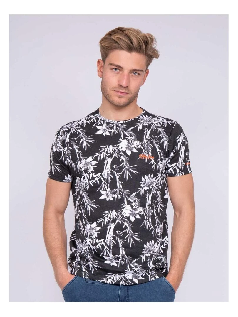 T shirt col rond pur coton NASCHOOL Noir