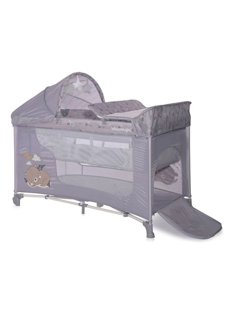 Lit parapluie bébé / Lit pliant berceau à 2 niveaux lit de voyage Lit d'appoint  MOONLIGHT 2 + Lorel   Gris clair