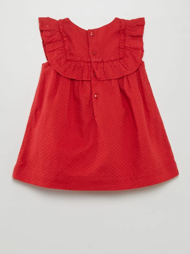 Robe évasée avec volants + culotte assortie   Rouge