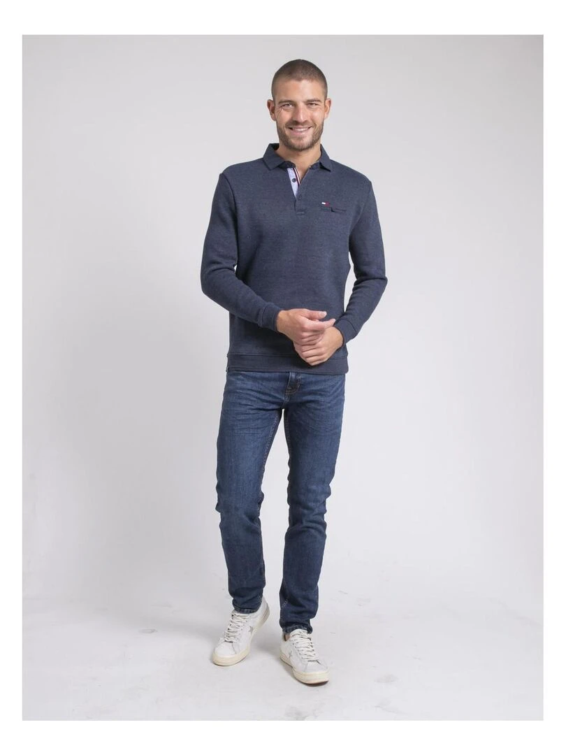 Pull fin col polo WAMITOL   Bleu marine