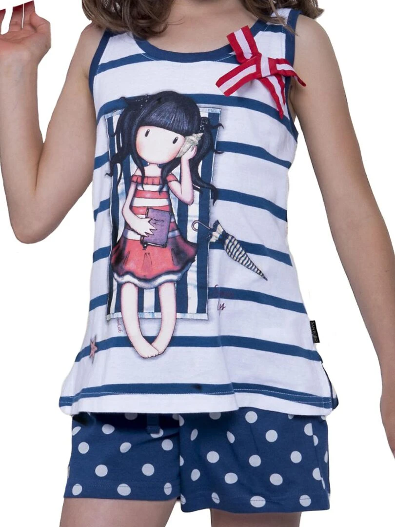Pyjama short débardeur Summer Days Santoro marine Bleu marine