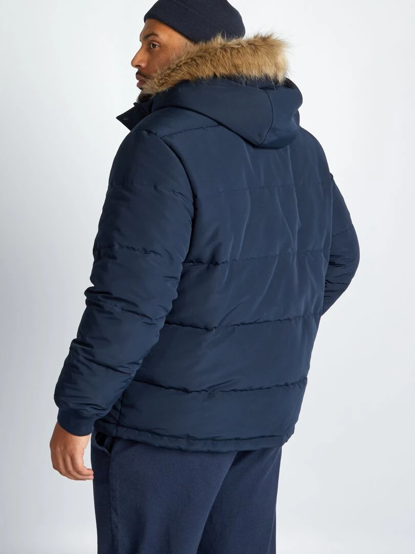 Doudoune avec capuche fausse fourrure   Bleu