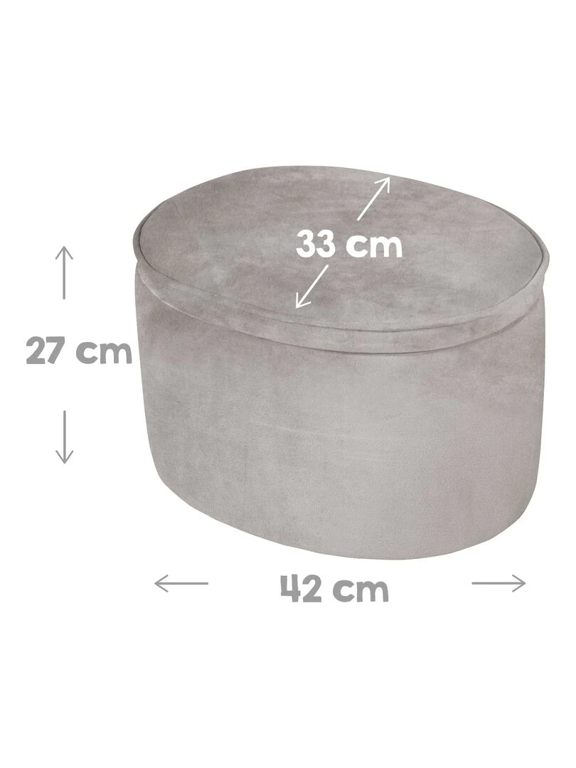 ROBA Tabouret Ovale en Velours pour Chambre Enfant "Lil Sofa"   Avec Coffre de Rangement   Gris   Gris