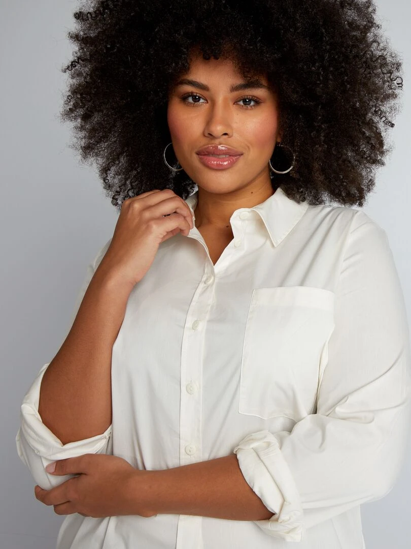 Chemisier en popeline   BLANC