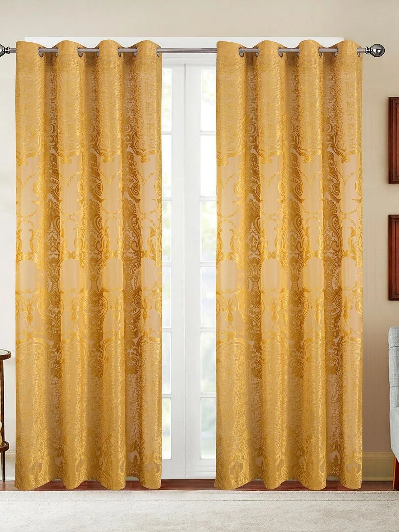 Paire de voilages aux motifs romantiques Jaune