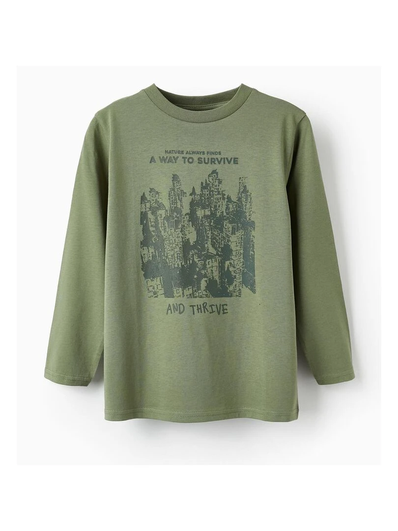 T shirt à manches longues pour garçon 'Nature' manches longues Vert