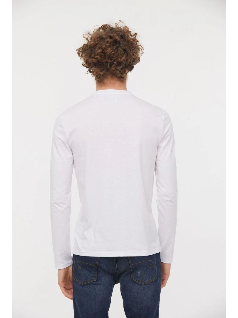 Lee Cooper   T Shirt manches longues coton regular ASILO   Blanc