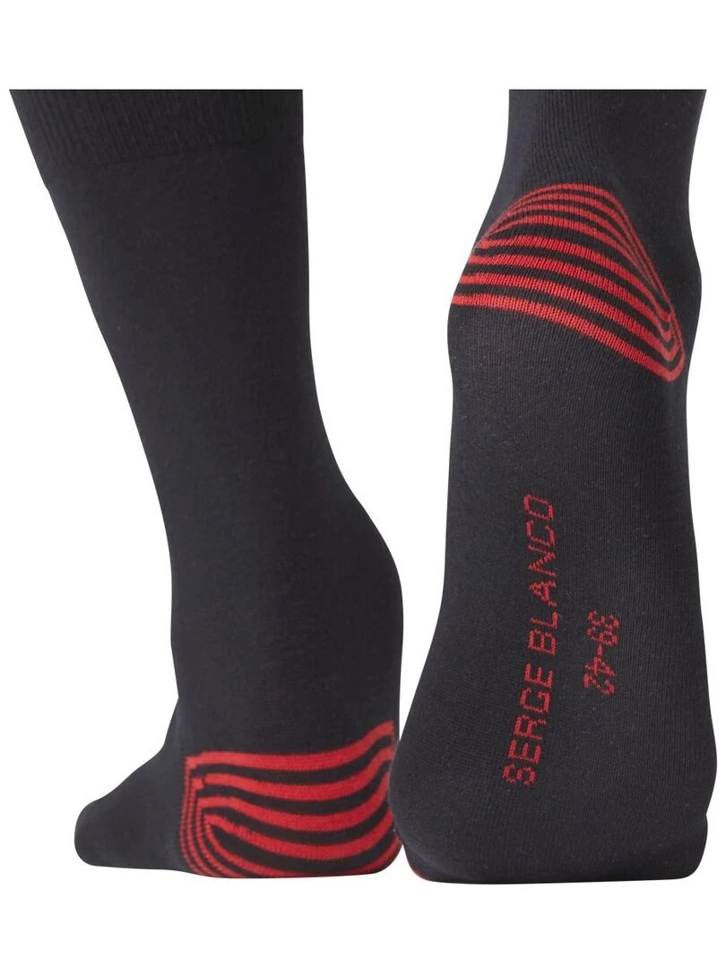 Lot de 6 Paires de Chaussettes de ville coton homme Serge Blanco   Noir