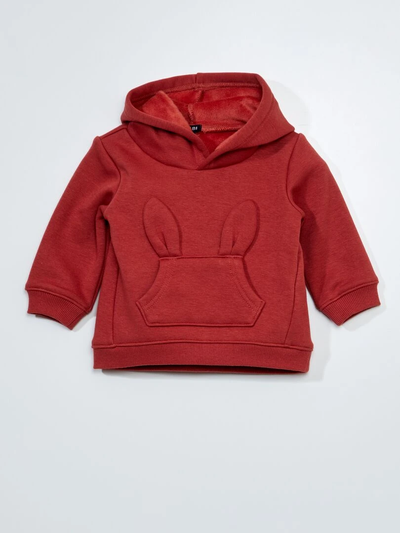 Sweat en molleton avec poche fantaisie Toujours + de chaleur Rouge