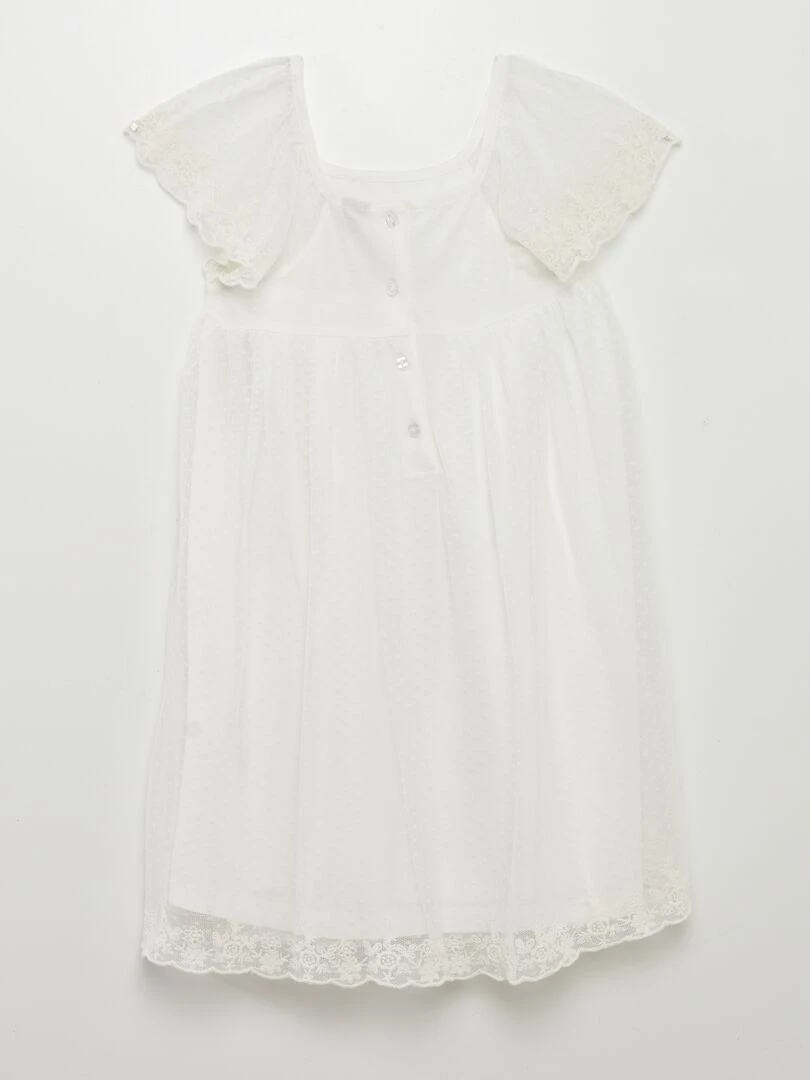 Robe trapèze en tulle plumetis   blanc