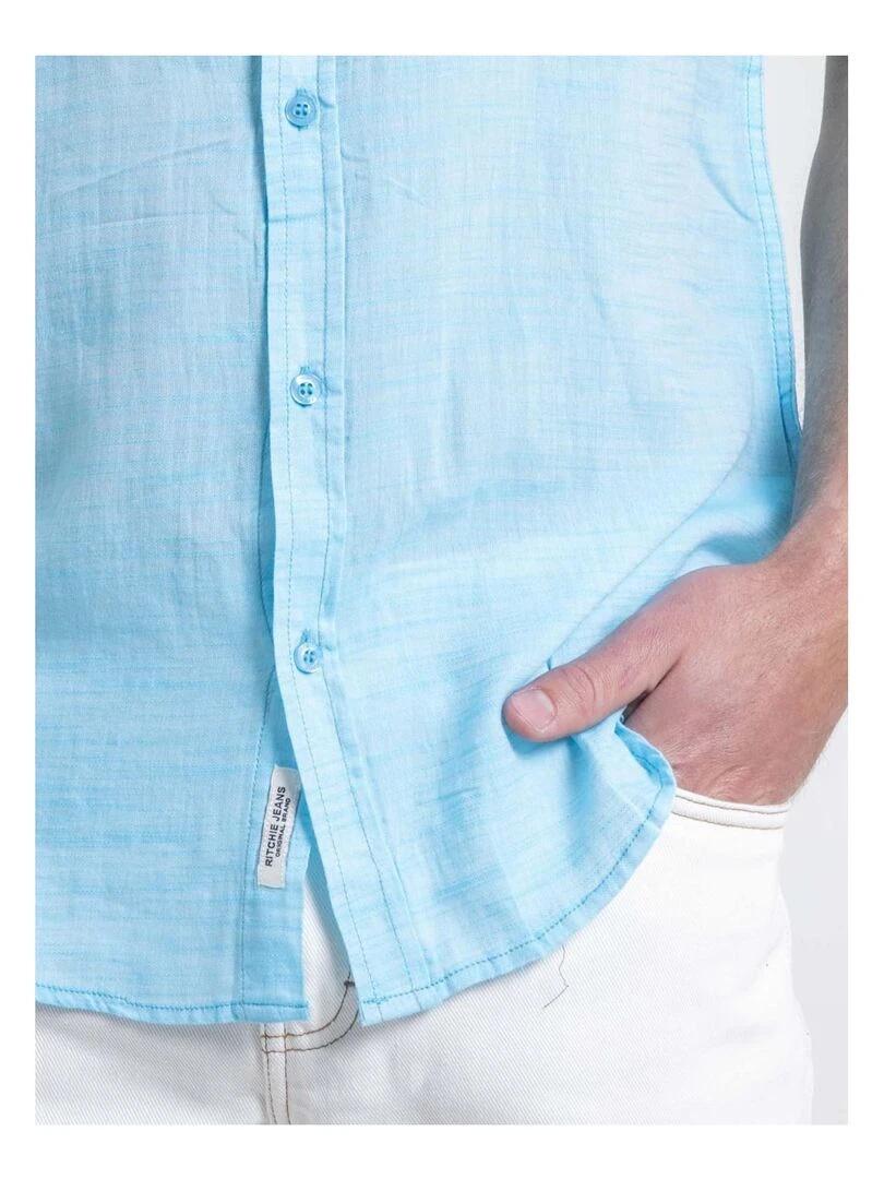 Chemise manches courtes DAPERMI Bleu turquoise