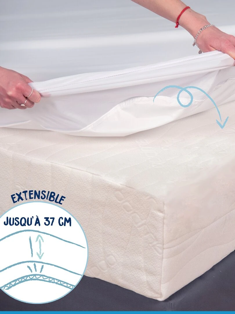 Protège matelas imperméable en éponge   blanc