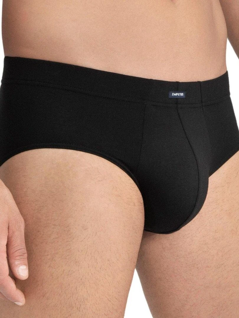 Pack de 2 slips en coton et modal à rayures et uni Katsuo   Noir