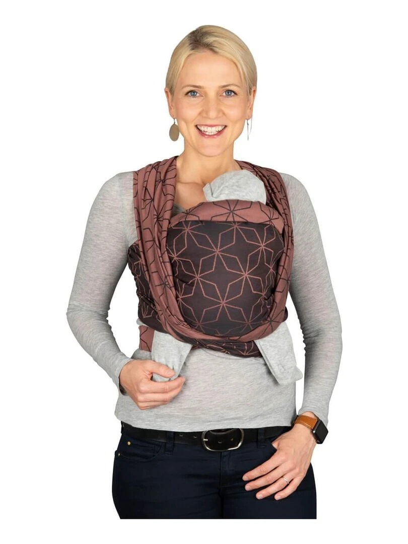 Hoppediz Écharpe de portage tissée bio Gris Rose foncé