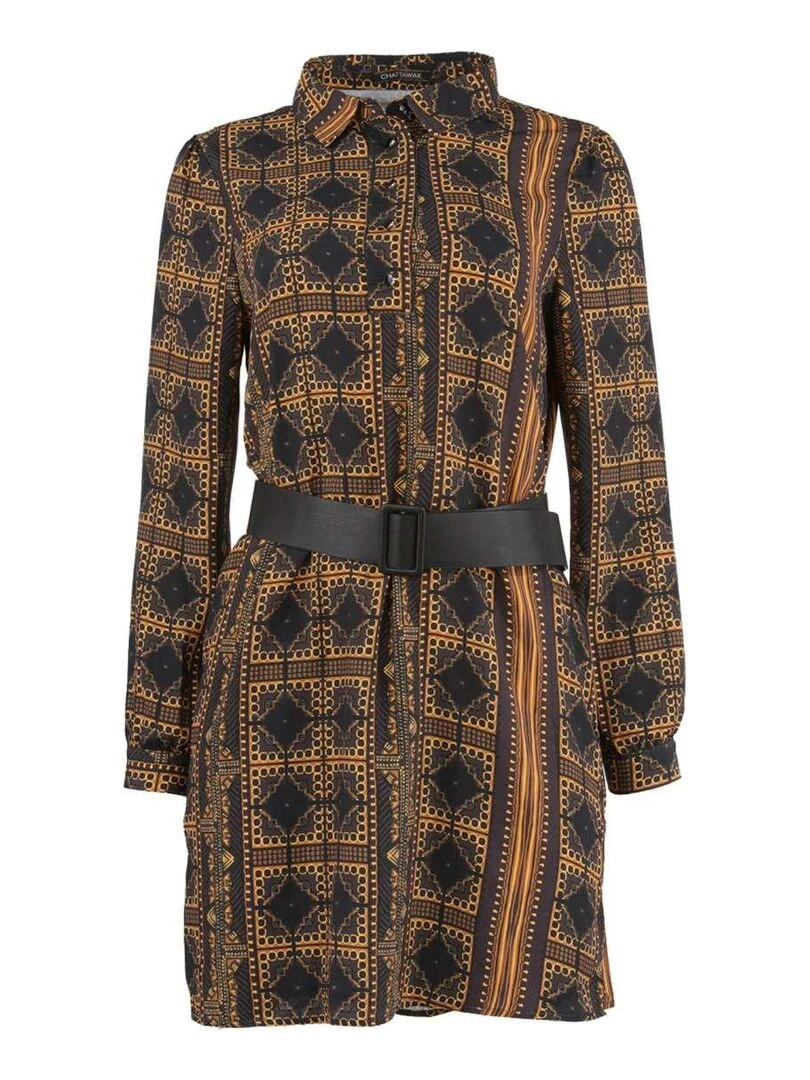 CHATTAWAK Robe courte KYLIE LINELA Gris Marron Blanc