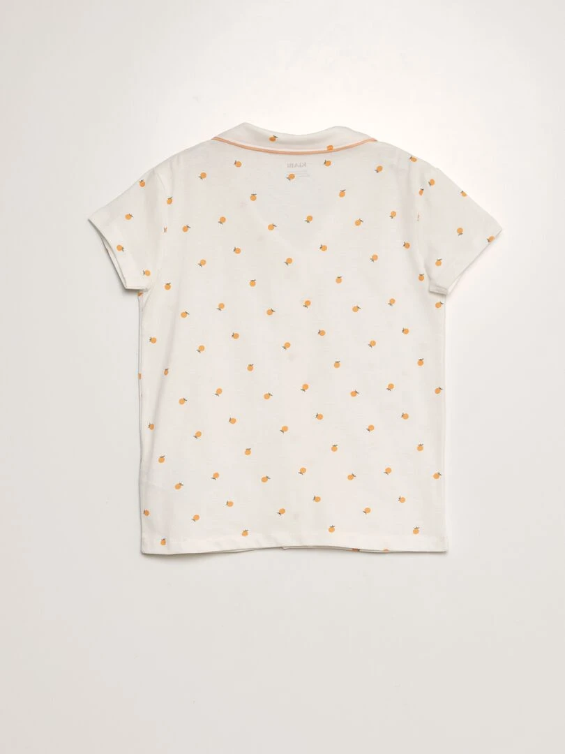 Pyjama court chemise + short à motif   Blanc