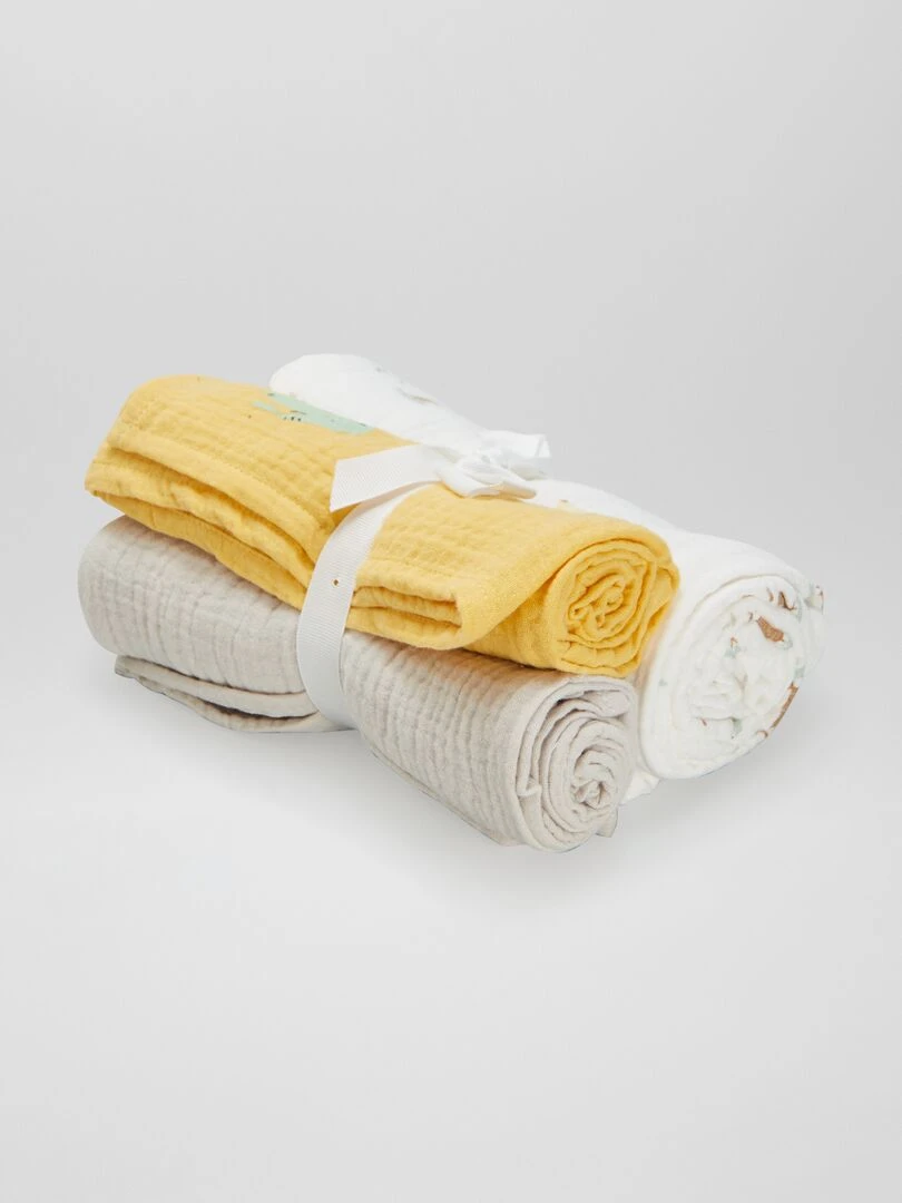 Lot de 3 langes Jaune/Gris