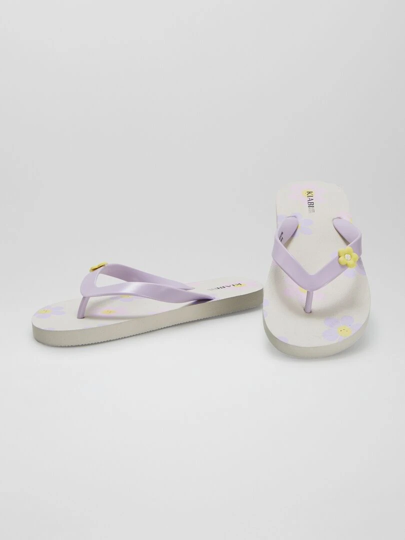 Tongs 'fleurs'   Blanc/violet