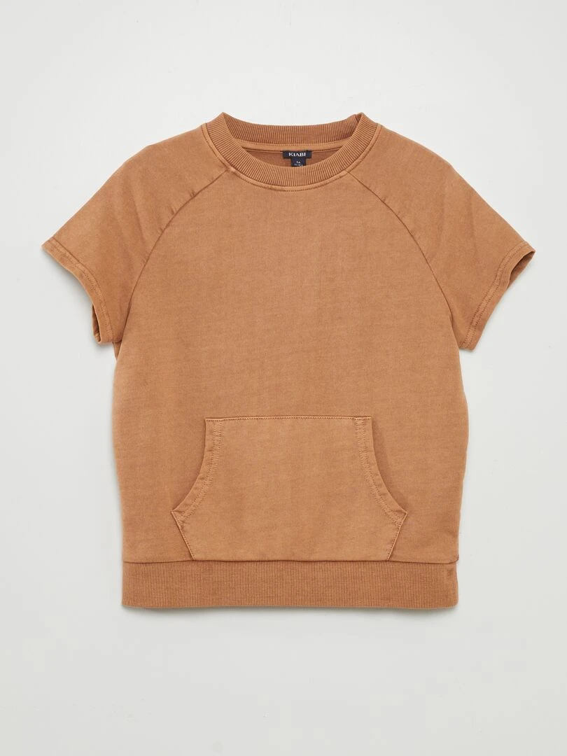 Tee shirt épais en coton avec poche kangourou   Terracotta