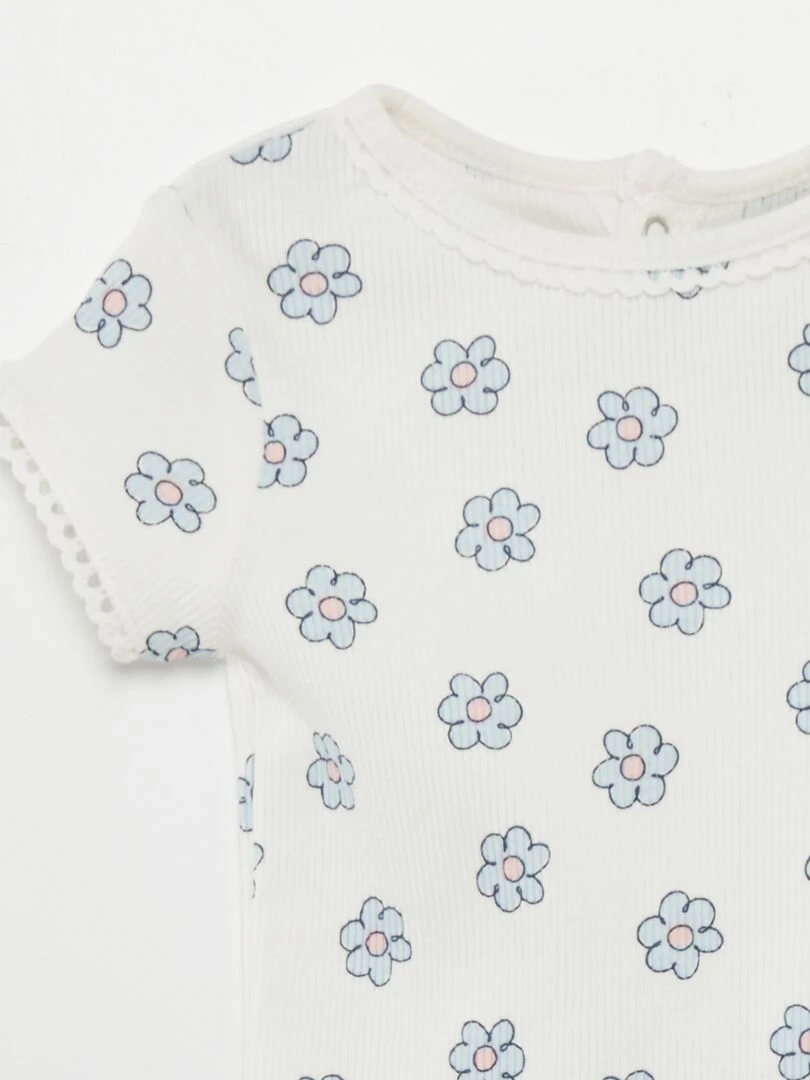 T shirt côtelé   Blanc