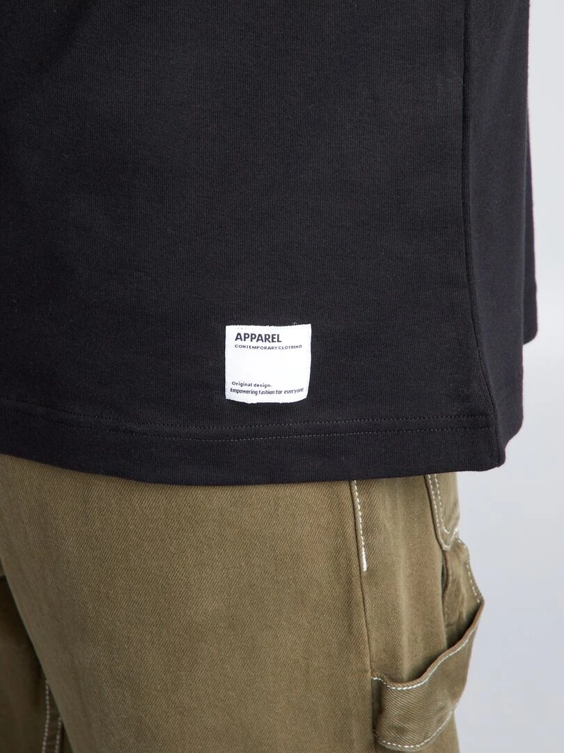 T shirt col rond en coton   noir