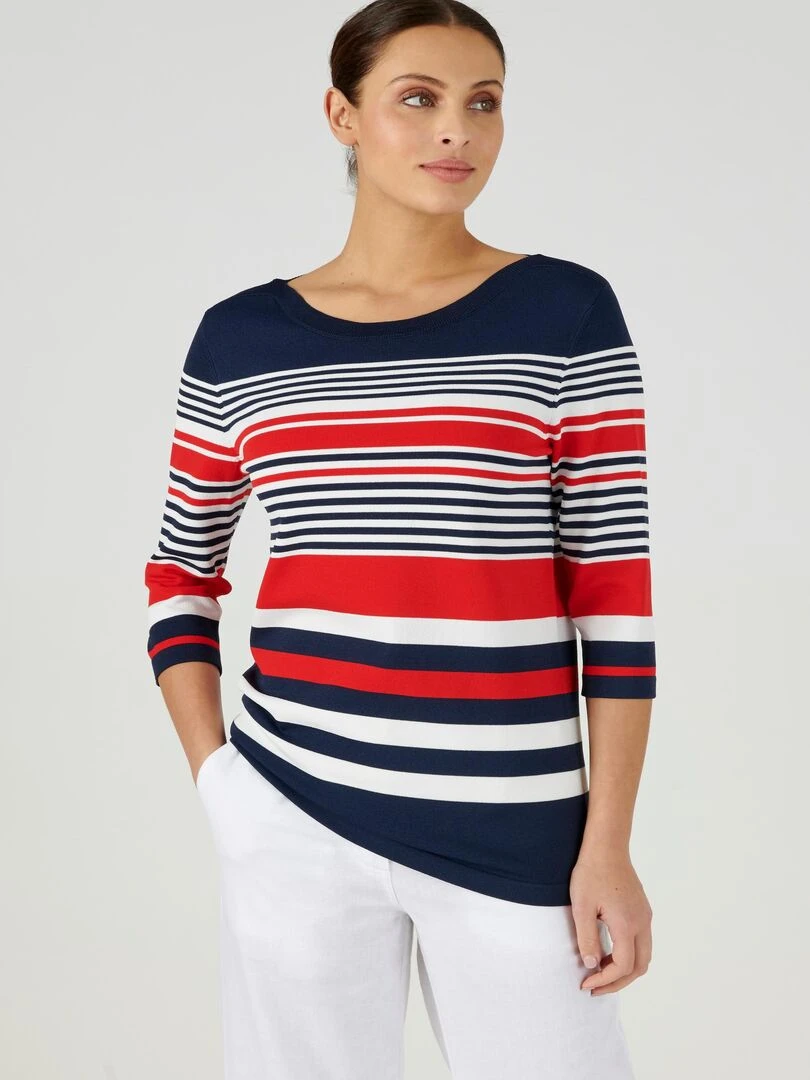 Pull esprit marinière Damart Rouge
