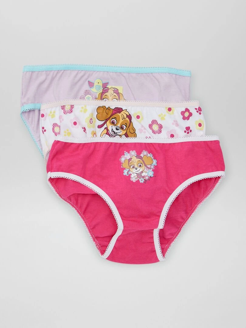 Lot de 3 culottes 'Pat' Patrouille' Violet/blanc/rose