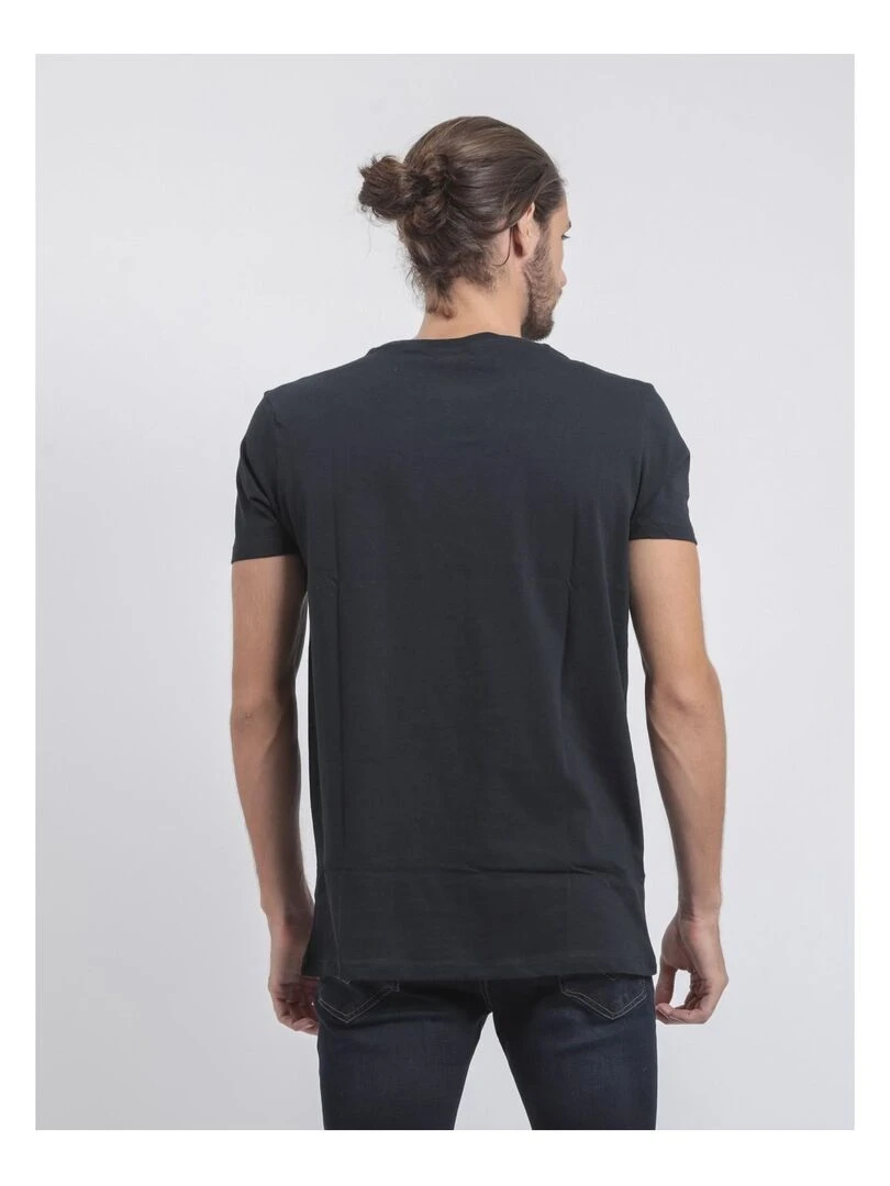 T shirt col rond pur coton JOULTIX Bleu marine