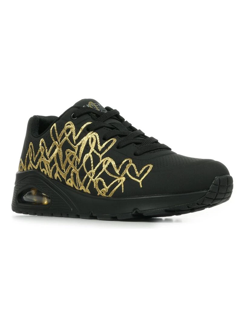 Baskets Skechers Uno Golden Heart Noir Doré