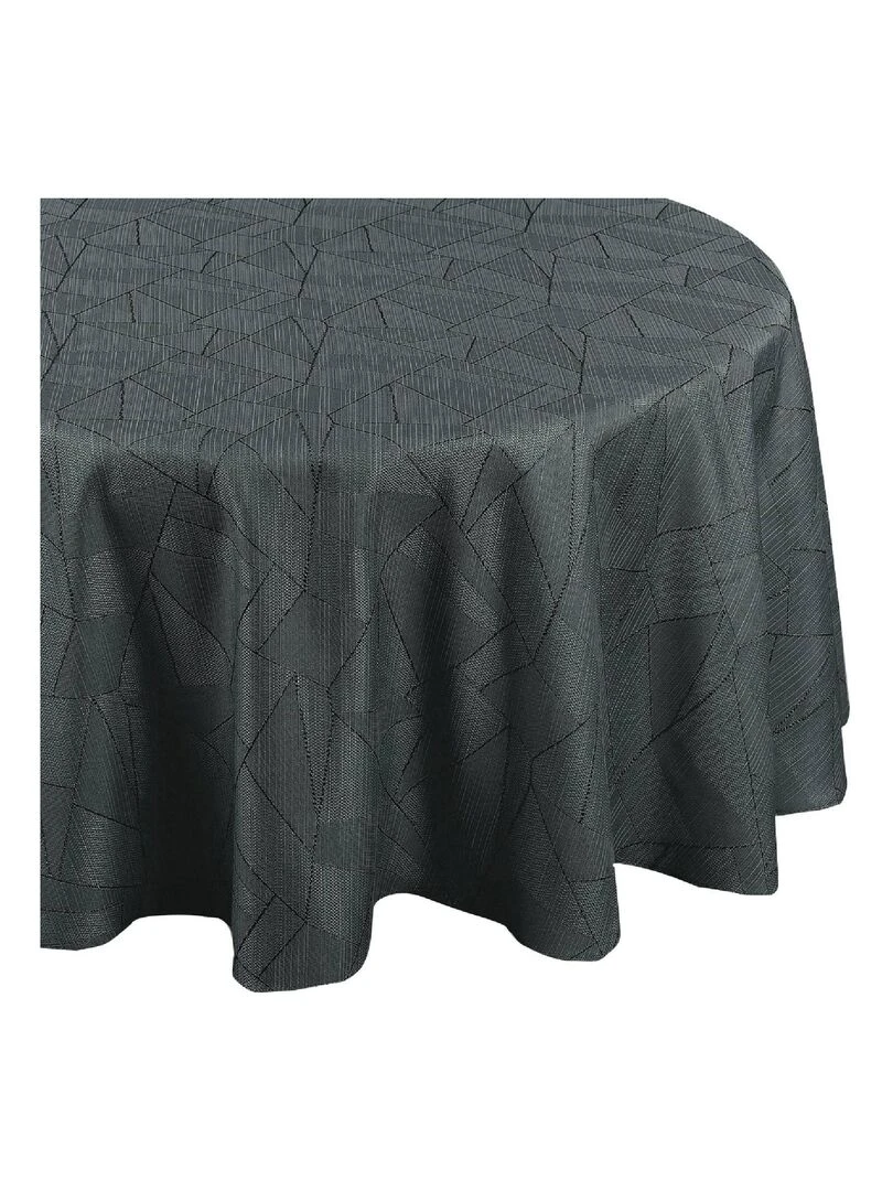 Nappe ronde outdoor aux motifs graphiques gris anthracite