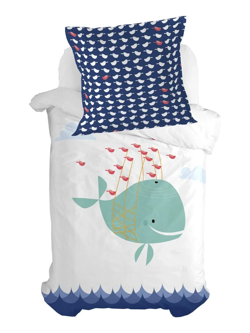 Taie d'oreiller Whale "Happyfriday"   Blanc