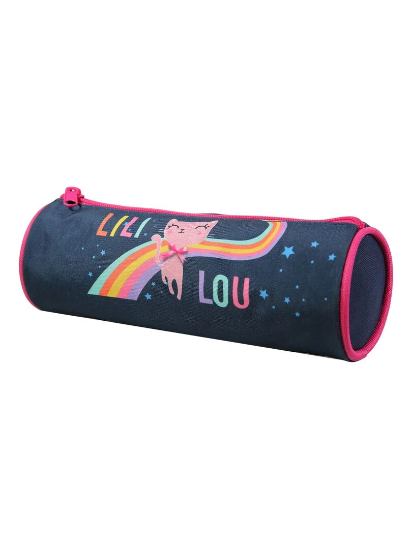 BAGTROTTER Trousse scolaire ronde Lili Lou Bleue Arc en ciel Bleu